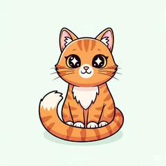 Minimalist Cute Cat Clipart, Flat Design Animal Art