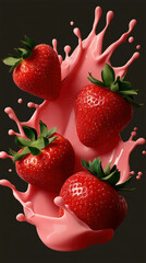 Strawberry Smoothie created with Generative AI Technology, ai, generative