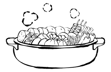おでんのベクターイラスト 手描き 筆 冬 鍋物