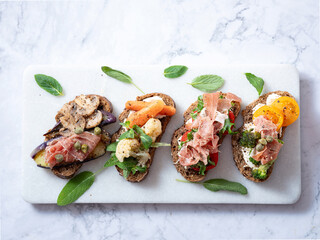 Variety of mini sandwiches ,open sandwich