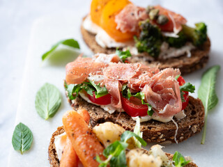 Variety of mini sandwiches ,open sandwich