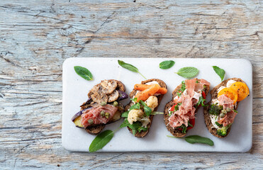 Variety of mini sandwiches 