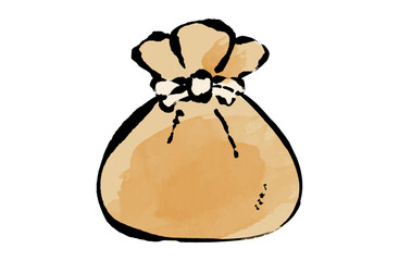 餅巾着のベクターイラスト 手描き 筆 冬 鍋物