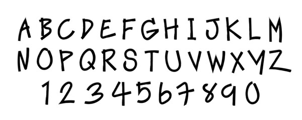 A-Z vector alphabet, hand written with a brush design, letters isolated on white background	