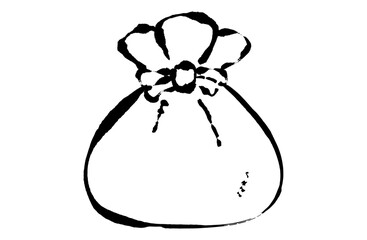 餅巾着のベクターイラスト 手描き 筆 冬 鍋物