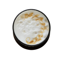 cup of latte coffee isolated top view