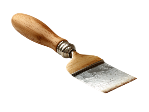 Metal Putty Knife Laid Flat on White Surface