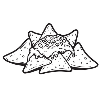 black and white nachos with cheese clip art preview
