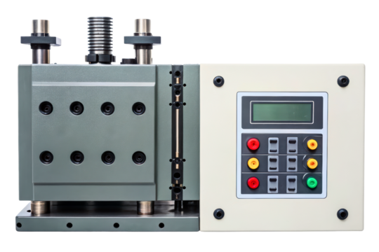 Industrial automation equipment with a digital control panel isolated with transparent background - Powered by Adobe