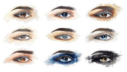 A series of eyes with different colors and styles