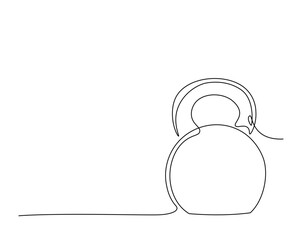 kettlebell gym equipment outline drawing illustration. one continuous line drawing of kettlebell.