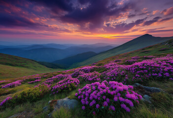 Obraz premium A breathtaking sunrise over the Carpathian Mountains