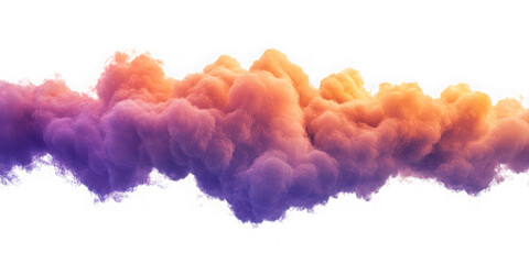 Fototapeta premium An abstract cloud formation with orange and purple hues against on transparent background