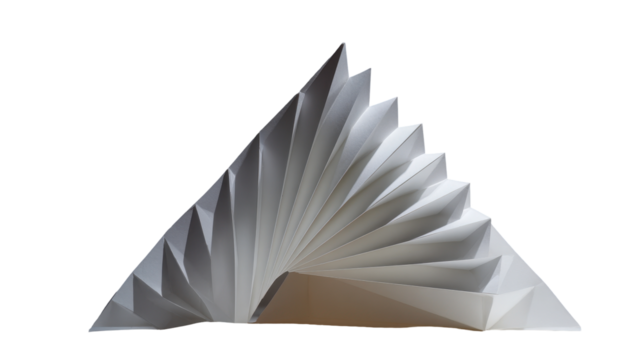 Abstract paper sculpture displaying unique geometric shapes. transparent background