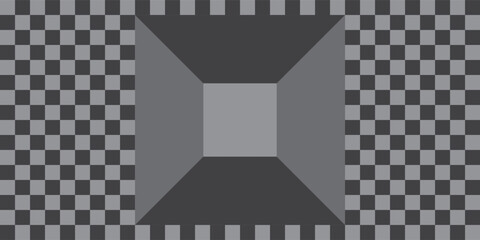 Futuristic digital hallway concept with checkered texture.