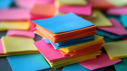brainstorming table of business teamwork discussion with paperwork, sticky note and data