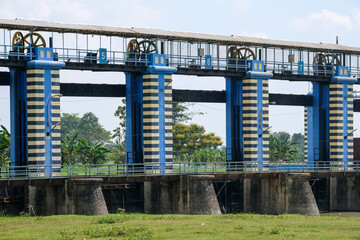 Wilalung Dam also known as Pintu 9 Dam is one of the historic buildings. Typical Dutch colonial architectural structure. Agricultural irrigation and flood control. Kudus, Central Java, Indonesia.