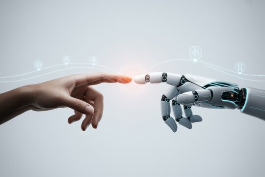 Network of connections with robot icons on digital background - Free ...