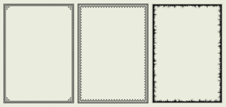 Frame border set page background aesthetic ornamental decorative retro style creative beautiful floral frames collection