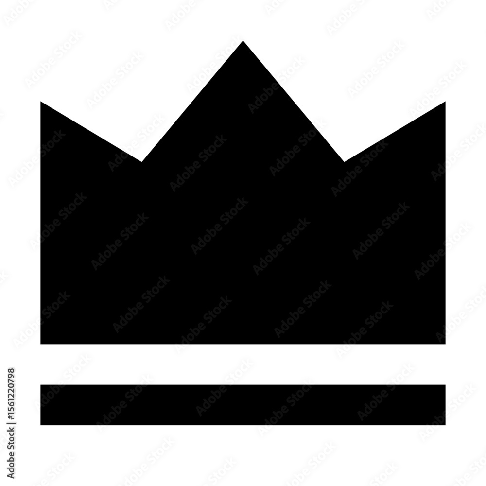 Poster a simple black crown with a horizontal line below it on a white background in a minimalist style ima