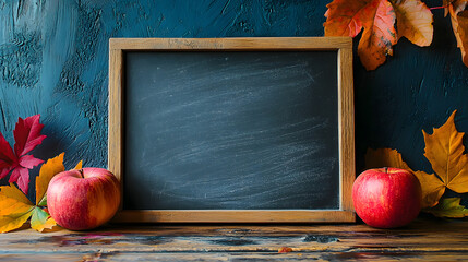 chalk board in class empty space copy space autumn school background concept mock up