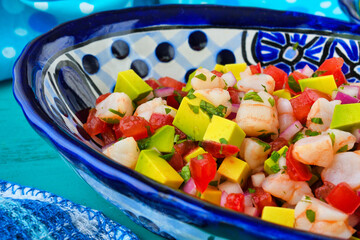 エビのセビーチェ（海老のセビーチェ）（セビチェ, セビッチェ）メキシコ料理 Mexican shrimp ceviche（Mexican shrimp cebiche, Ceviche de camarón, Cebiche de camarón)