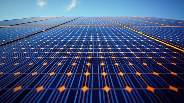 Residential solar systems macro shot solar panel surface photovoltaic cell structure grid lines silicon material intricate patterns reflective
