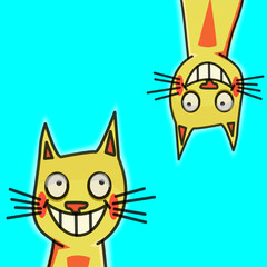 Illustration of two yellow cats