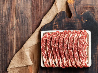 Raw beef ribs on a plate