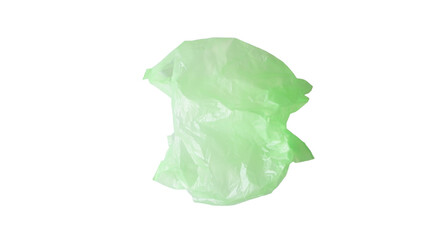 Empty open green tshirt plastic bag isolated on transparent background