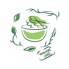 Vector doodle noodle icon. Vector doodle noodle logo with chopsticks. Healthy food only.