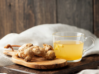 Fresh ginger and ginger tea