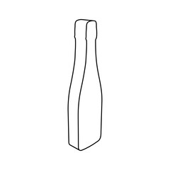 The outline of a large champagne symbol is made with black lines. 3D view of the object in perspective. Vector illustration on white background