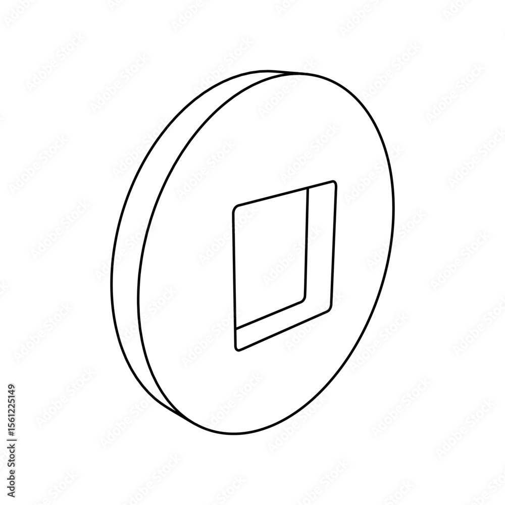 Fototapete The outline of a large stop media symbol is made with black lines. 3D view of the object in perspective. Vector illustration on white background