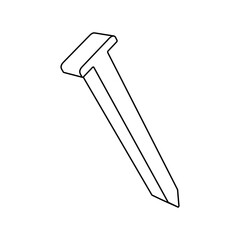 The outline of a large metal nail symbol is made with black lines. 3D view of the object in perspective. Vector illustration on white background