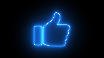 Blue neon like icon. Glowing Thumbs. Outline Like Icon. hand gesture like. © MOTION ANIMATION