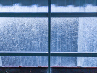 Close-up, sunlight roof orTransparent FRP Sheet. construction and industrial background.