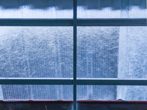 Close-up, sunlight roof orTransparent FRP Sheet. construction and industrial background.