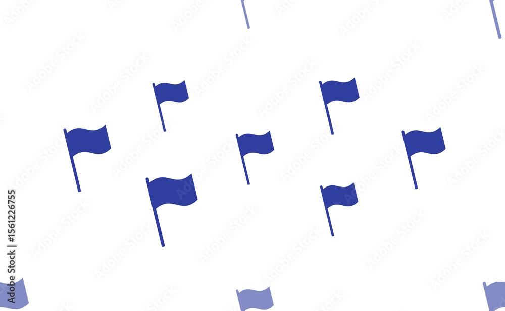 Aufkleber Seamless pattern of large isolated blue flag symbols. The pattern is divided by a line of elements of lighter tones. Illustration on light transparent background