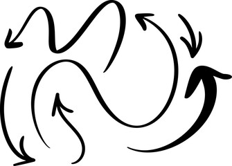 Set Curved Wavy Arrow. Simple Illustration Vector Bundle for Design Projects