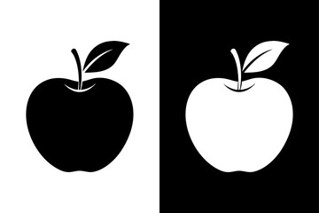 Stylish Apple Fruit Icon. Clean Flat Vector Silhouette Design