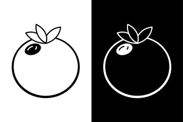 Blueberries Vector Line Art. Hand Drawn Icon with Leaves for Branding