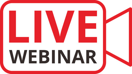 Fototapeta premium Live Webinar announcement graphic with camera icon.