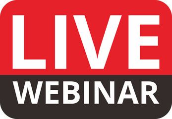 A graphic with the word "LIVE" in white letters on a red background, and "WEBINAR" in white on a dark gray background.