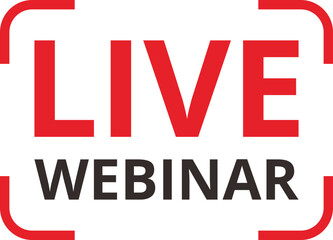 Red and black logo for a live online seminar.