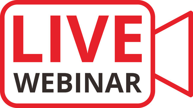 Live Webinar announcement graphic with camera icon.