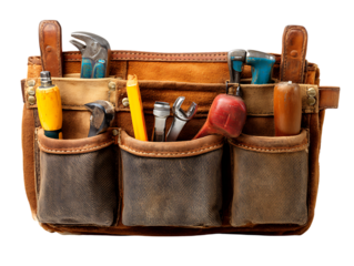 Construction Tool Belt Displayed with White Background