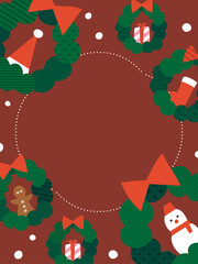 クリスマスリースのフレーム・背景素材（縦向き）