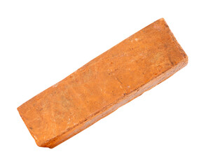 Single old red or orange brick isolated on white background. with clipping path