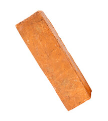 Single old red or orange brick isolated with clipping path in png file format